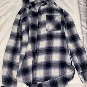Blue and white long flannel